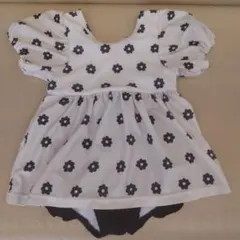 女の子用 ワンピース水着 花柄 パフスリーブ　100サイズ