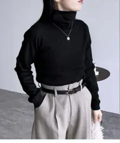 reca リブ　タートル　ベーシック　ハイネック　ニット