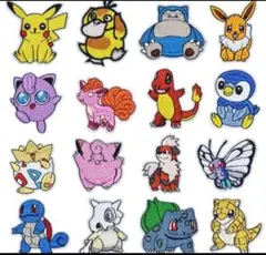 ポケモン　アイロンワッペン　刺繍ワッペン16個