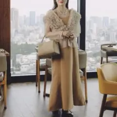 【タグあり】チュールフリルベストセット　ベージュ　Mサイズ