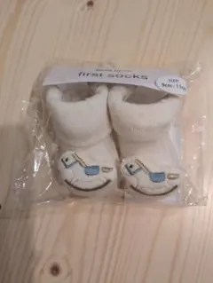 【新品 未使用】プティマインベビー靴下 木馬白色 9cm - 11cm