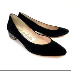 ファルファーレ パンプス ポインテッドトゥ グリッターヒール 黒22.5cm