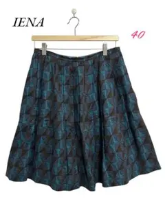 IENA 【美品】幾何学模様 フレアスカート ボトムス　リネン　40