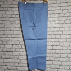 極太ディッキーズ ライトブルー Dickies ダブルニー ワークパンツ W48
