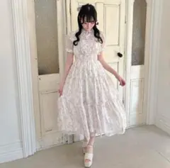 evelyn ラメフリル花柄OP