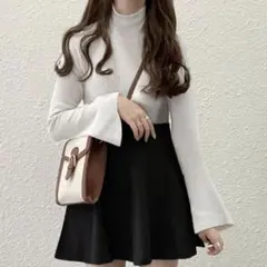 GRL ハイネックベルスリーブリブニットトップス［K9064b］