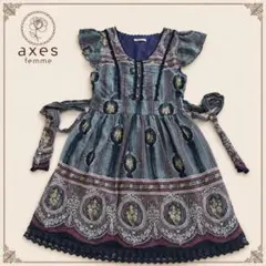 axes femme 花柄 ストライプ レース ワンピース 平成レトロ