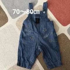 bebe べべ　美品　デニムロンパース 星刺繍 70〜80㎝