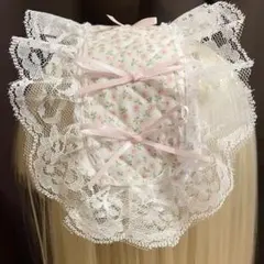ピンク小花柄のヘッドドレス　天使界隈　ロリータ