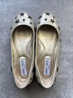 JIMMY CHOO ゴールド フラットシューズ 35