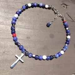 ブレスレット、アンクレットメンズ20㎝＋アジャスター調節可能シルバークロス