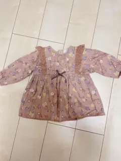 プティマイン　花柄　チュニック　100 ブラウン　キッズ　トップス