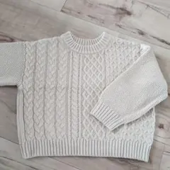 r*g様 アプレレクールニットケーブル編みセーター クリーム色110cm