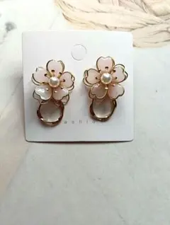 No.772桜 ピアス ピンク ゴールドフープ ゴールドリング