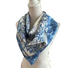 美品 タグシール付き ジムトンプソン 絹 大判シルクスカーフ 花柄 80×82