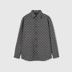 【新品未使用】GUCCI GG 総柄シャツ グレー ギンガムチェック46