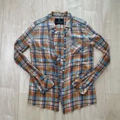 Maison Scotch オレンジ系チェックシャツ 長袖 ビーズ装飾のサムネイル