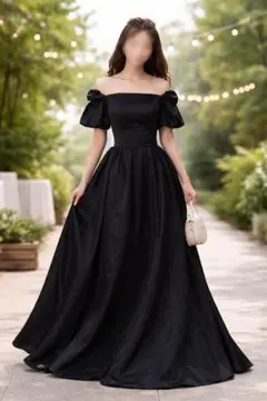 定価1.9万 オフショルダー ブラックドレス ロング 結婚式 二次会 美品