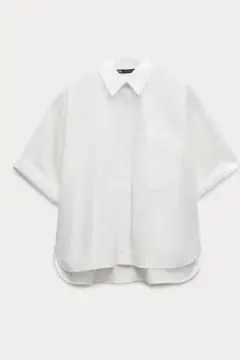 zara ポケットポプリンシャツ　白