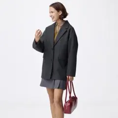 GU コージーメルトンハーフコート ダークグレー