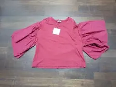 新品未使用 ZARAバルーンスリーブ Tシャツ深みのあるレッド