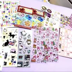 シール18点まとめ売り マイメロ キティ エルモ キラキラ等平成レトロ