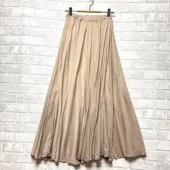 ロングフレアスカート ブラウン ウエストゴム ゆるダボ 大きめ 楽チン ゆったり