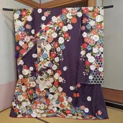 b904 正絹 振袖 総絞り オレンジ系 着物 - メルカリ