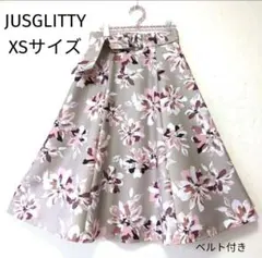【JUSGLITTY】フレアスカート　花柄　ベルト付き　XS SSのサムネイル