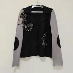 未使用 刺繍入り圧縮ウールカーディガン　ジャケットL
