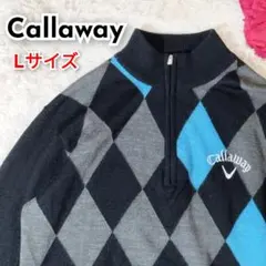 Callaway golf アーガイル ワンポイント刺繍 ハーフジップ セーター