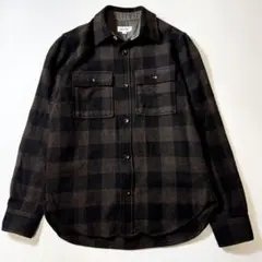 美品✨STEVEN ALAN ウール 長袖シャツ ブラウン ブロックチェック