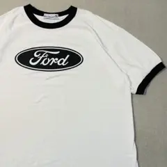 【美品90s!】Ford公式リンガーTシャツ XL白/黒フロッキープリント 希少のサムネイル
