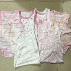 新生児 ベビーボディ肌着 長袖 タンクトップ 可愛い 女の子70cm ピンク