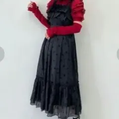 美品　axes femme POETIQUE フロッキープリントジャンスカ　黒