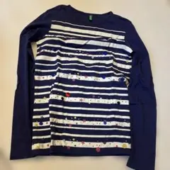 ベネトン　長袖　カットソー ストライプ　160 スパンコール　ラメ