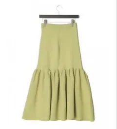 UNITED ARROWS リブニットリブニット ティアードスカート 黄緑 36