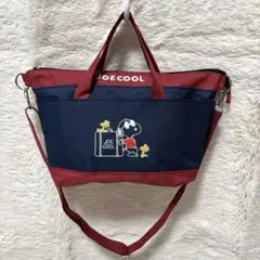 JOE COOL スヌーピー ショルダーバッグ ネイビー/レッド　ランチバッグ