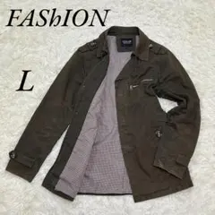 《FASHION》ミリタリージャケット/メンズ/大きめサイズ/裏地チェック柄/L