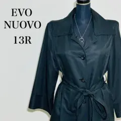 美品 エボヌーヴォ ベルト付 長袖トレンチコート 黒 13R M-Lサイズ