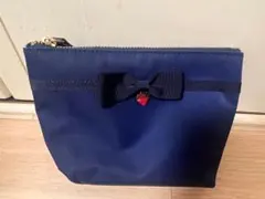 BLUE LABEL ネイビー ポーチ リボン付き
