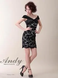 Andy アンディ 総レースリボンモチーフオフショルミニドレス ブラック S