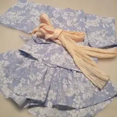 薄紫色花柄浴衣 130cm3点セット