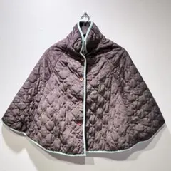 ルシエルドフランス キルティング ポンチョ ケープ 中綿 花柄 ミント