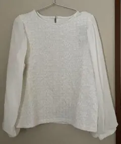 しまむら　長袖ブラウス ラメ入りホワイト　L