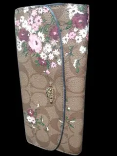 COACH コーチ 財布 シグネチャー 花柄 フローラル ブラウン F29395