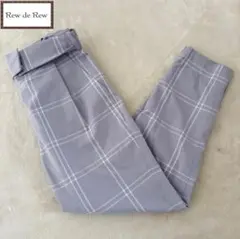 ルーデルゥ　カジュアルパンツ　リボン　ベルト　パープル　チェック柄　サイズS