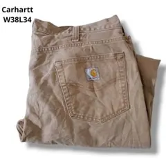 カーハート鬼フェードダック地ワークパンツW38L34ブラウン