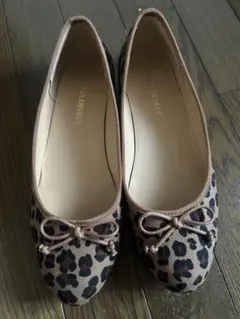 ヒョウ柄リボン付きバレエシューズLL