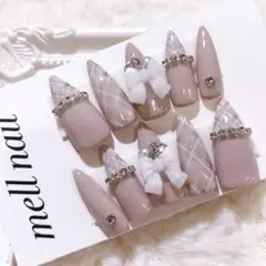 3828 ネイルチップ 量産型 ワンホン フレンチガーリー 韓国 地雷 オーダー